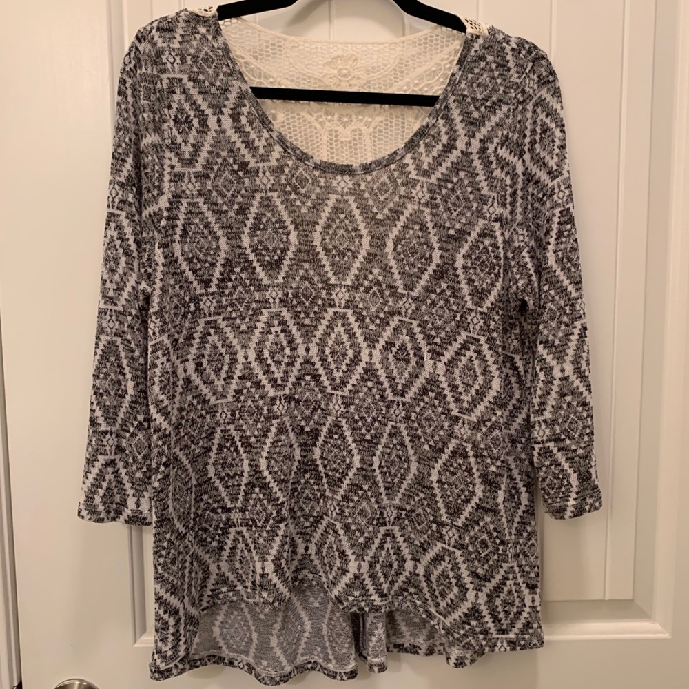 Aeropostale Aztec Crochet Lace Top